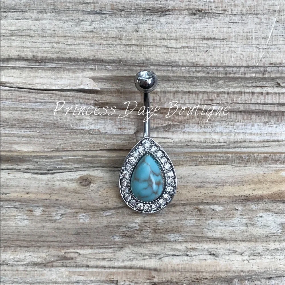 Turquoise‎ Teardrop Belly Button Ring